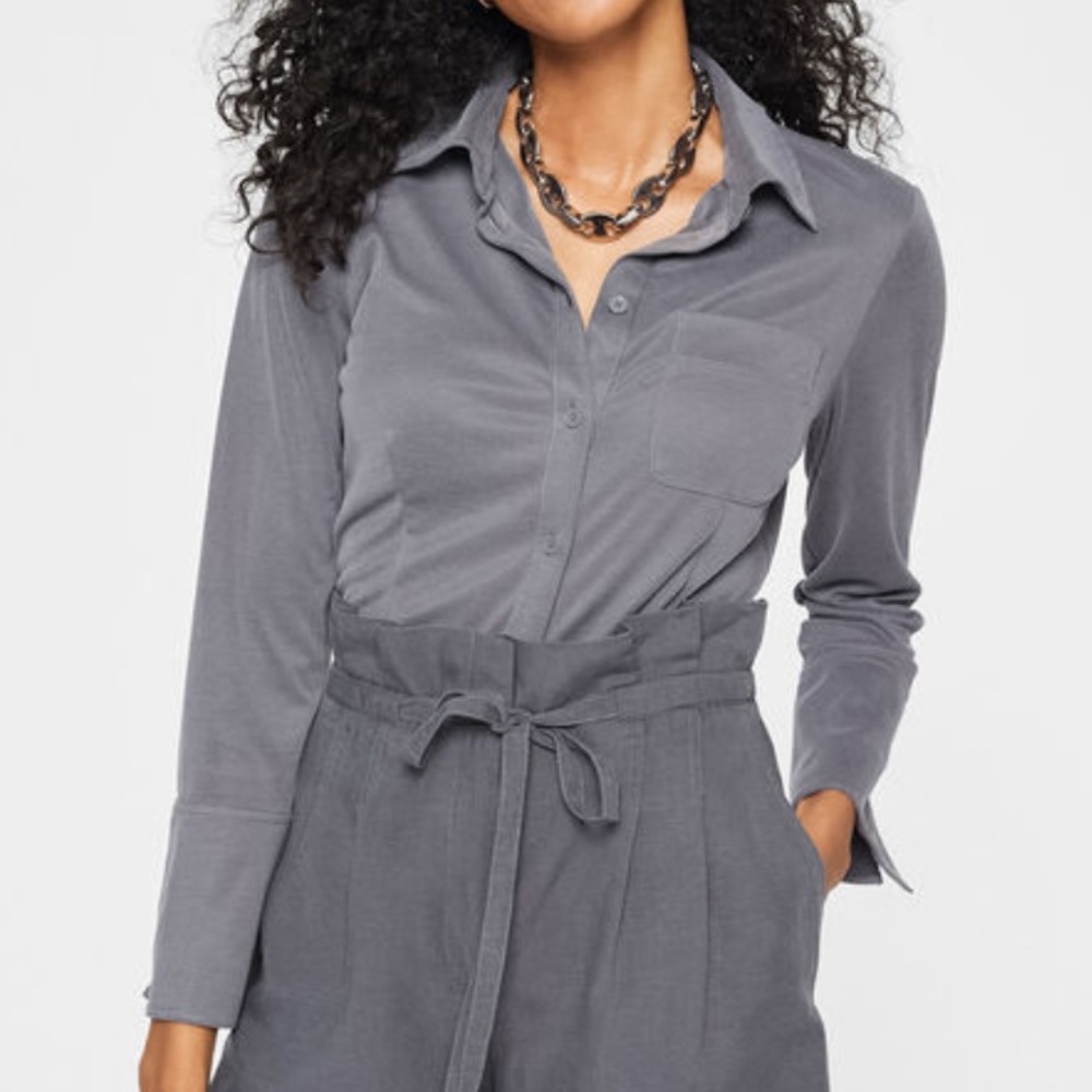 NWT Club Monaco Sandwash Ribbed Shirt Size S Gray